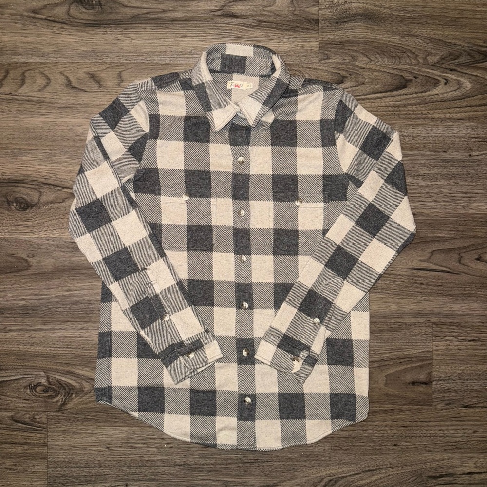 Faherty Plaid Flannel Shirt Women XS Gray Button Front Western Soft Grunge